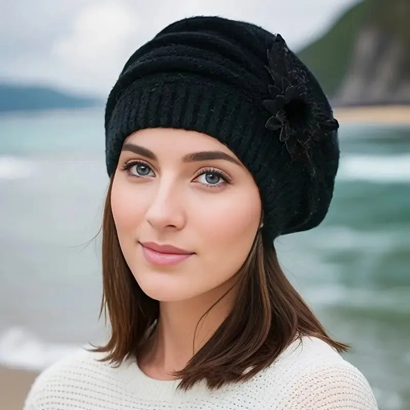 Floral Knit Beret