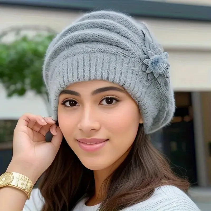 Floral Knit Beret
